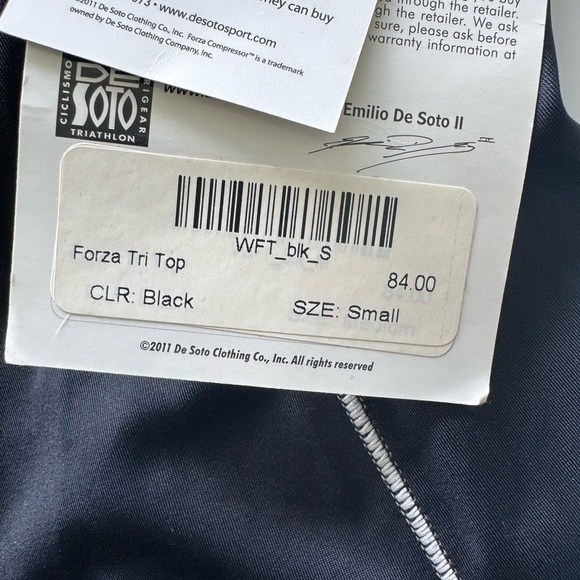 De Soto Forza Tri Top Black Small | Built-In Bra Racerback Athletic Tank - Picture 8 of 8